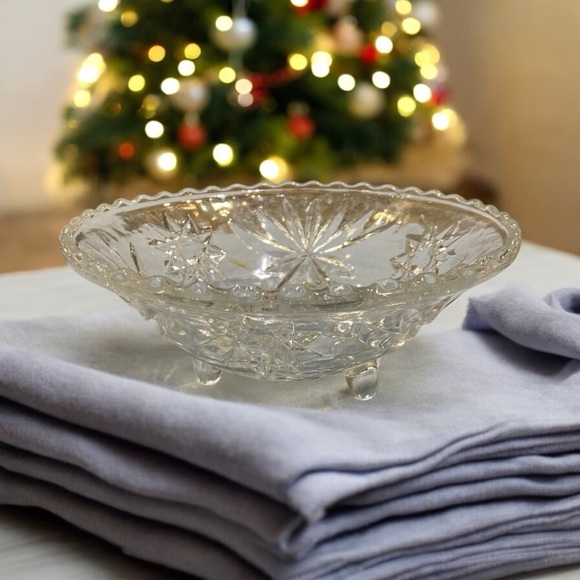 Anchor Hocking Early American Prescut Footed Candy Dish Star of David 6.75" - Picture 4 of 8